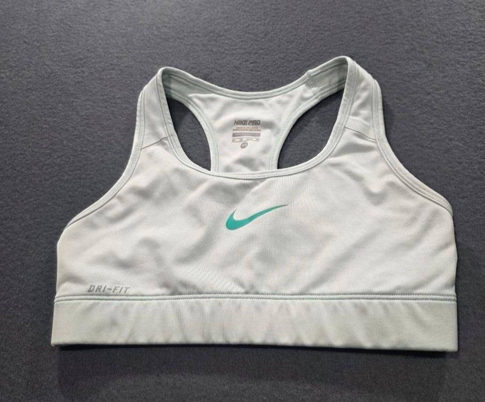 Nike Pro Dri-FIT top Sports Bra Teal Y2K Racerback White Size XS A008606